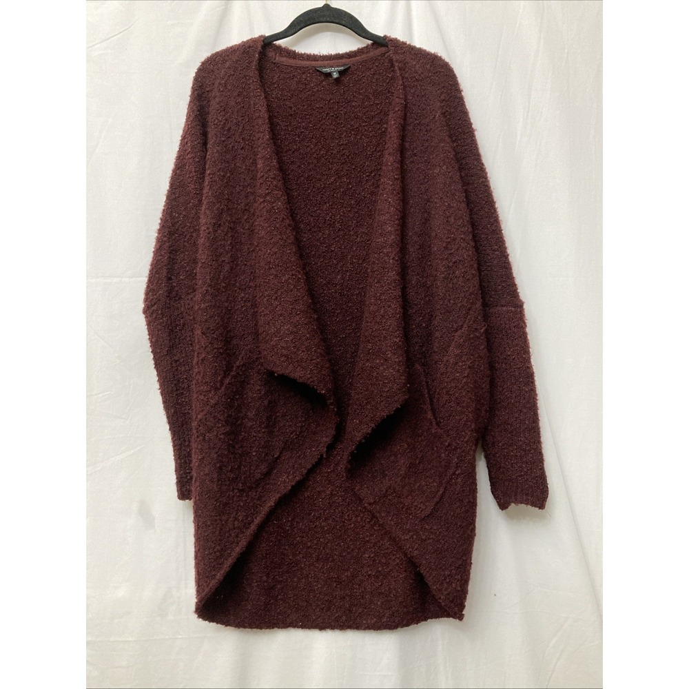 Lucky Brand Women's Maroon Open Front Long Sleeve Cardigan w/Pockets - SZ M